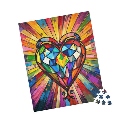 Prism of Love Jigsaw Puzzle, Stained Glass Style Art, Rainbow Colors LGBTQ+ Gift for Puzzle Lovers, Fun Family Activity, Mindful Hobby