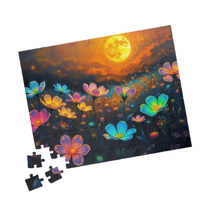 Flower Sunset Jigsaw Puzzle, Relaxing Night Sky Floral Artwork, Indoor Home Entertainment, Mindfulness Activity, Gift for Friends and Family Puzzle The Puzzle Chest