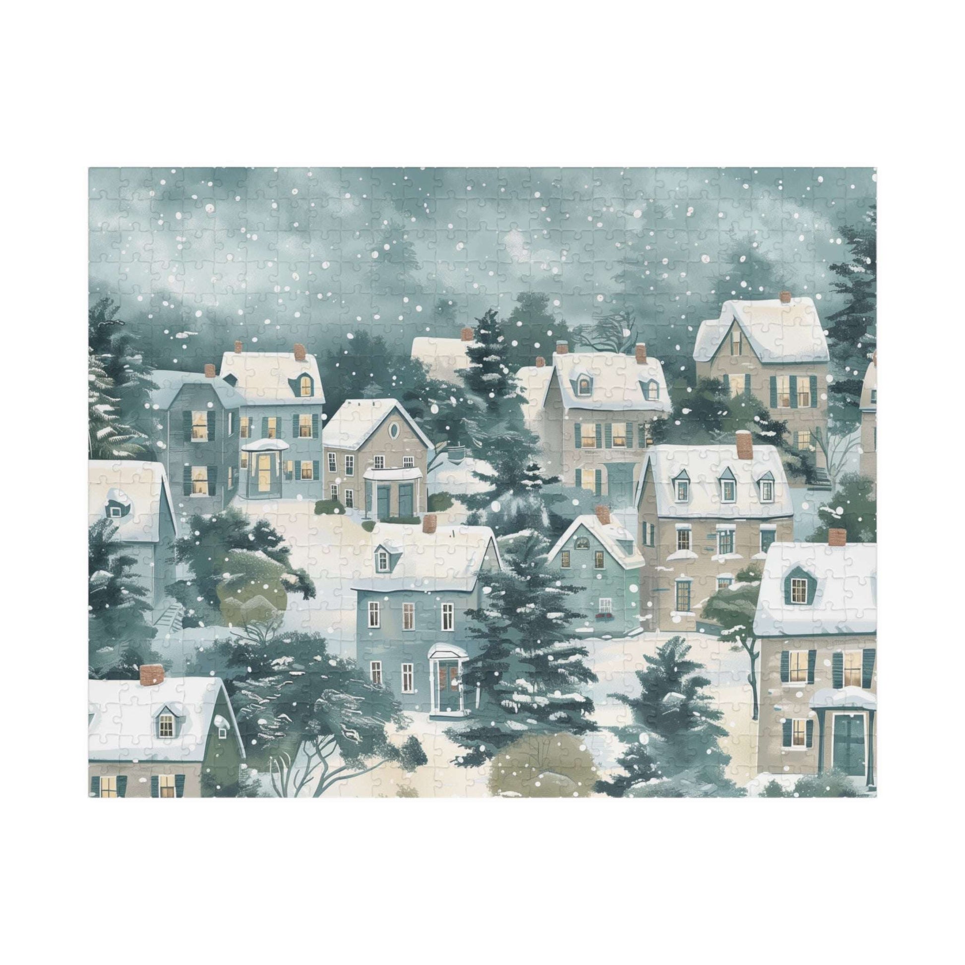 Snowy Village Winter Scene Jigsaw Puzzle