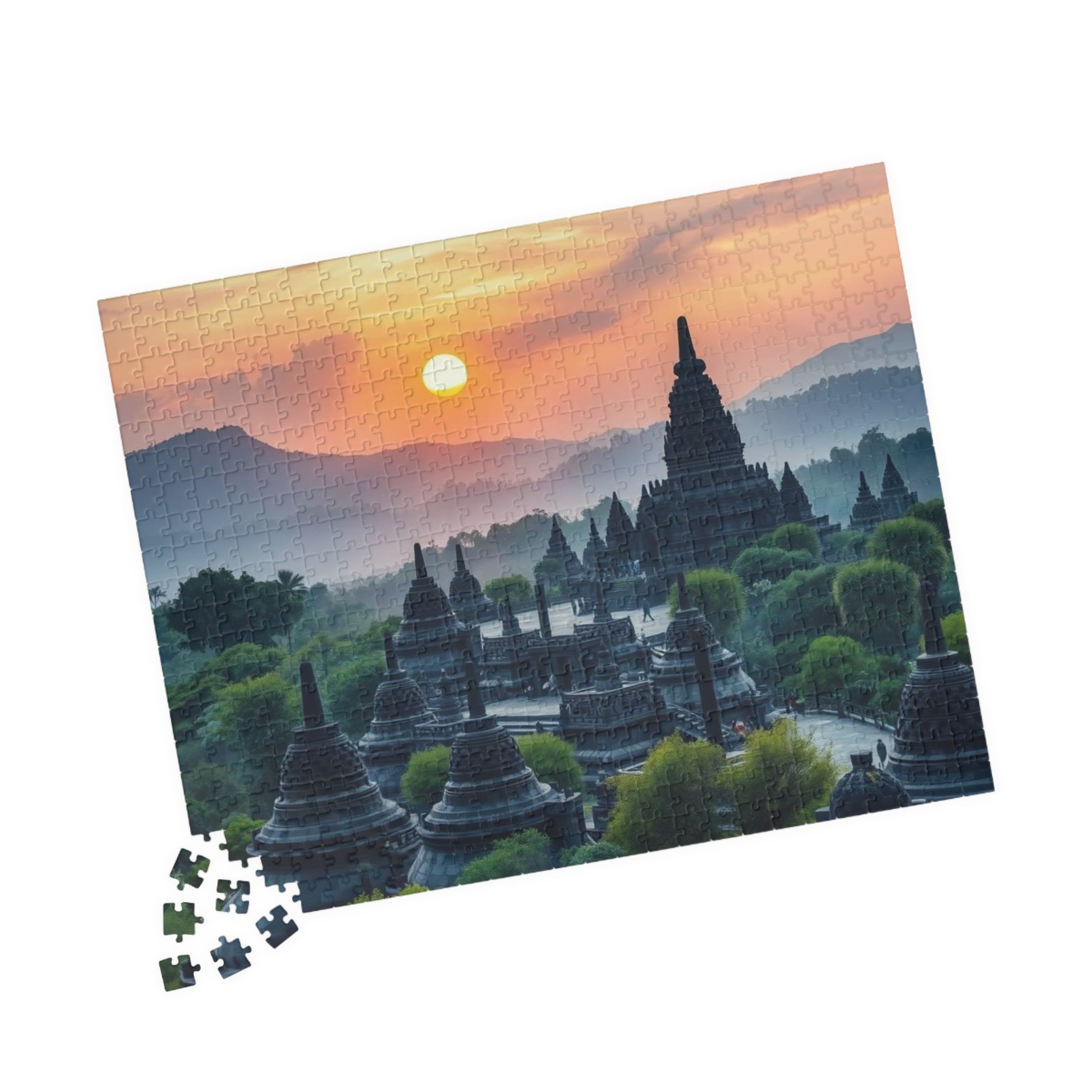 Borobudur Temple Jigsaw Puzzle – Ancient Buddhist Monument in Lush Jungle, Sacred Landmark of Indonesia 520 pcs (Horizontal) Puzzle The Puzzle Chest