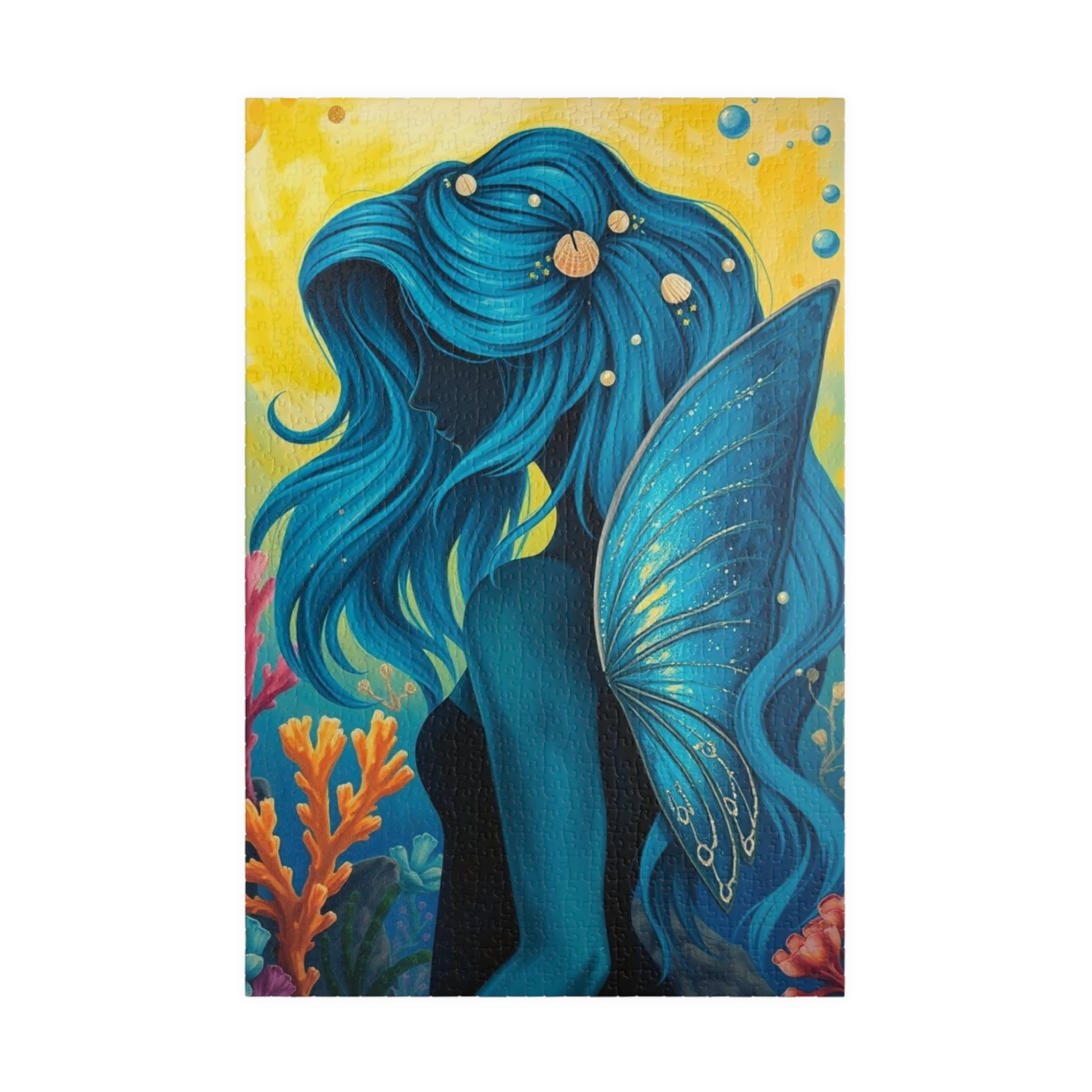 Sea Fairy Jigsaw Puzzle, Mermaid Silhouette Art Underwater Scene, Gift for Her Stress Relief Activity, Mind Challenge, Relaxation Gift 1014 pcs (Vertical) Puzzle The Puzzle Chest