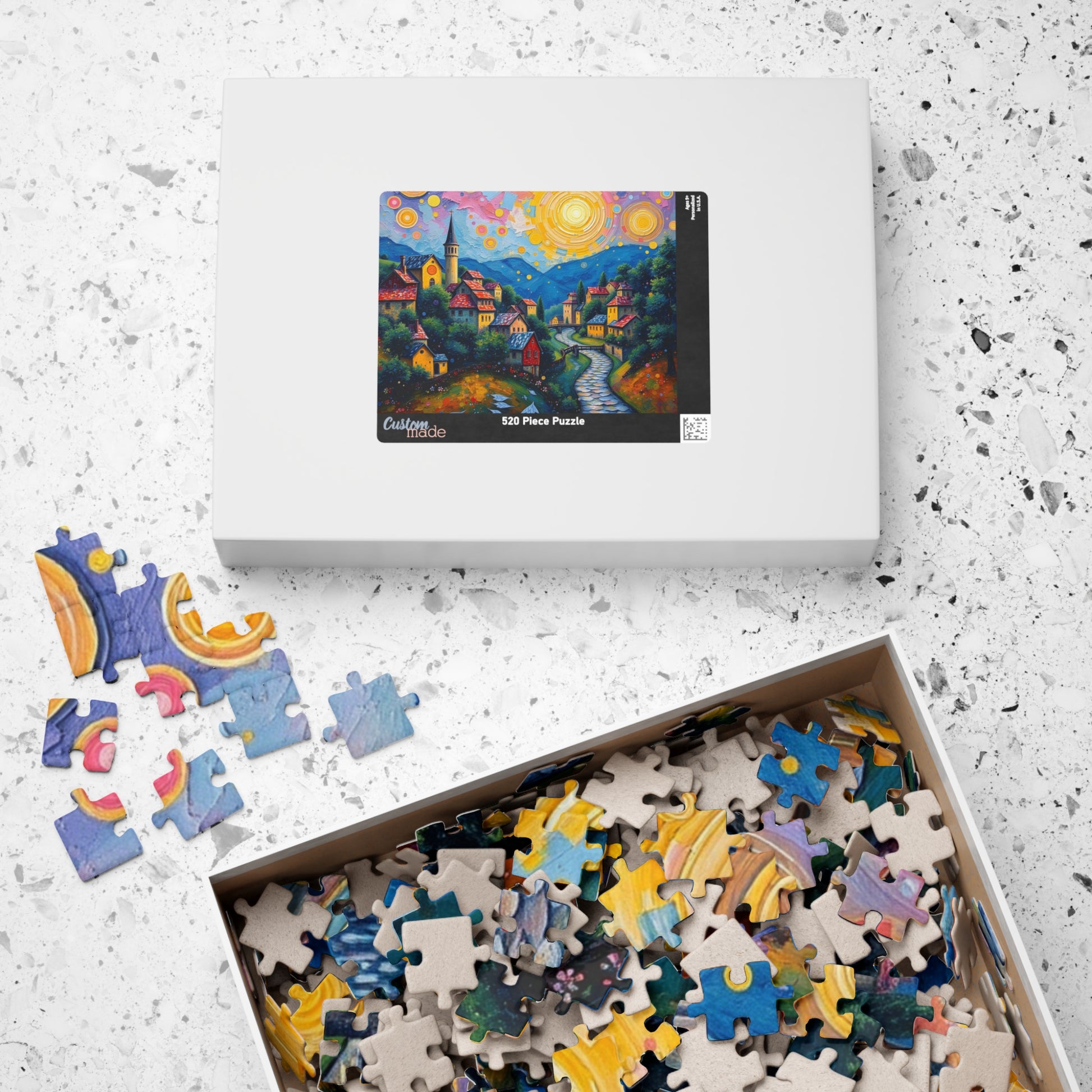 Colorful Village Art Jigsaw Puzzle for Adults, Stress Relief Gift for Friends, Family Game Night, Unique Brain Teaser, Relaxation Activity The Puzzle Chest