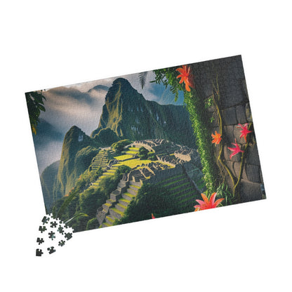 Machu Picchu Historic Landmark Puzzle, Jungle Vines Tropical Flowers, South American Travel Jigsaw Game, Nature Inspired Puzzle Lover Gift Puzzle The Puzzle Chest
