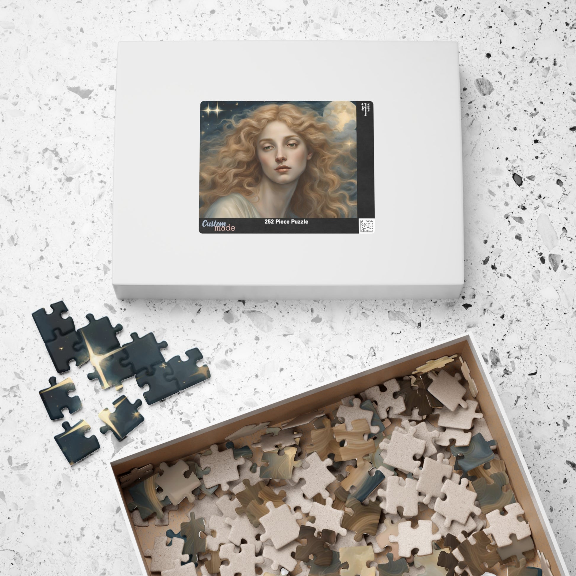 Golden Haired Celestial Angel Puzzle, Heavenly Angelic Creature Jigsaw Game, Religious Spiritual Art, Adult Entertainment, Hobby Puzzle The Puzzle Chest