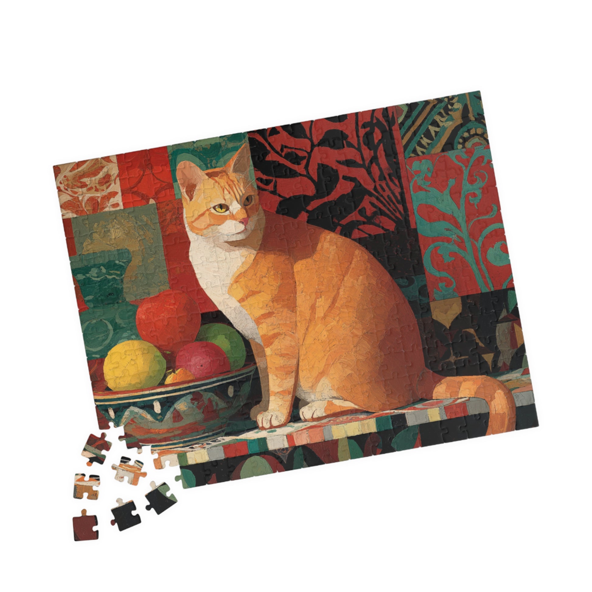 The Cat and the Fruit Bowl – Still Life Art Jigsaw Puzzle, Animal Theme Colorful Fauvist Cat Puzzle 252 pcs (Horizontal) Puzzle The Puzzle Chest