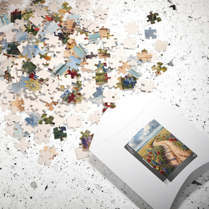 Serene Landscape Puzzle, Winding Dirt Path with Wildflowers and Clear Water, Nature-Inspired Jigsaw Game for Puzzle Enthusiast, Mindful Puzzle The Puzzle Chest