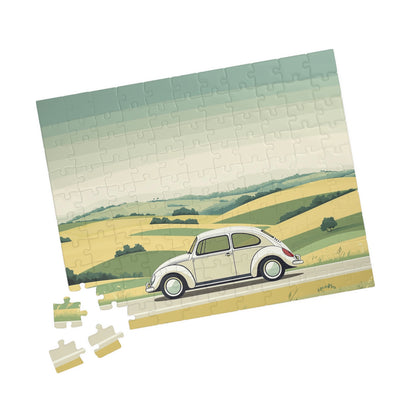 Vintage Beetle Illustration Puzzle | Scenic Countryside Jigsaw