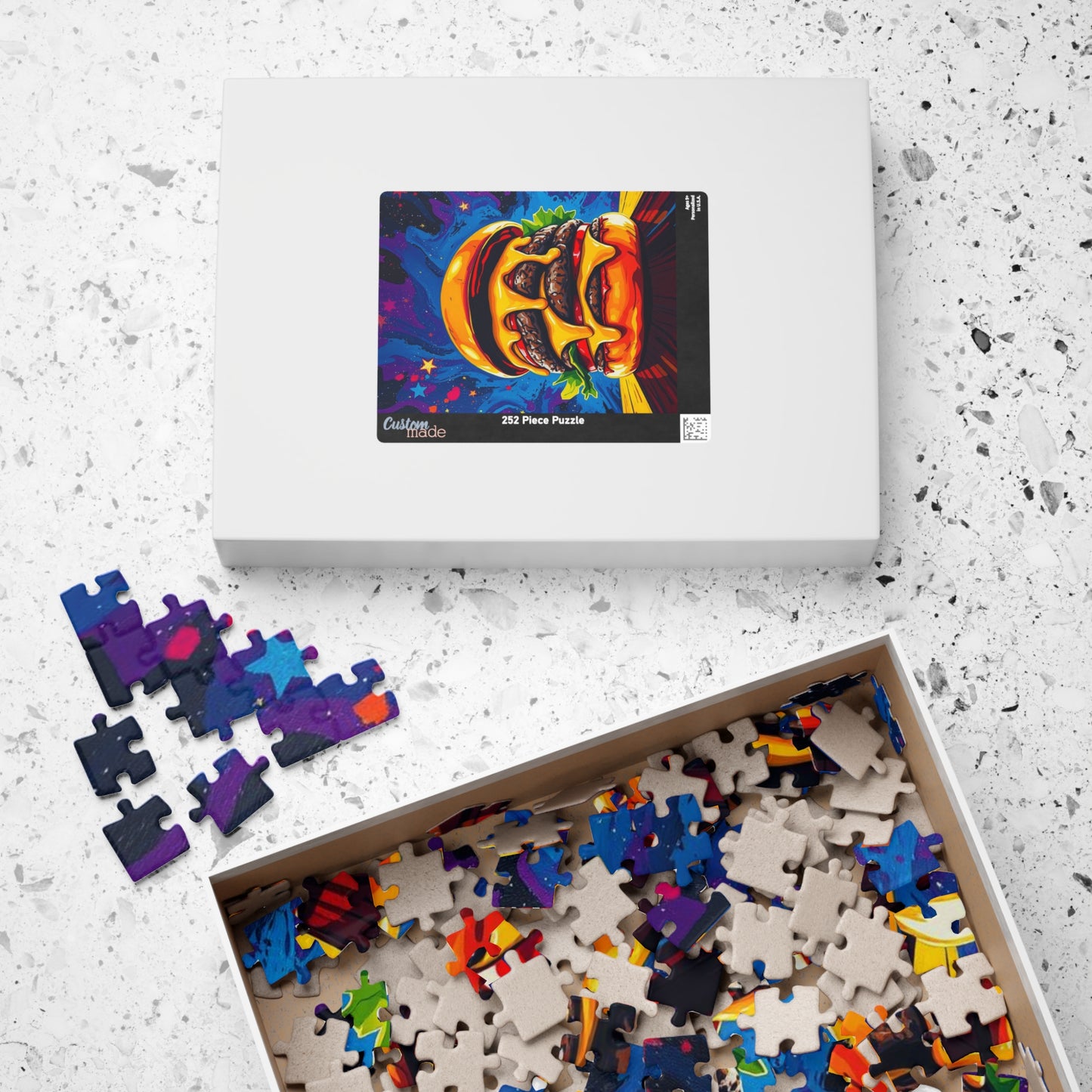 Cheesy Burger Puzzle | Fun Pop Art Jigsaw Game for Foodies, Colorful Unique Gift for Friends, Family Game Night Brain Teaser, Burger Lovers Puzzle The Puzzle Chest