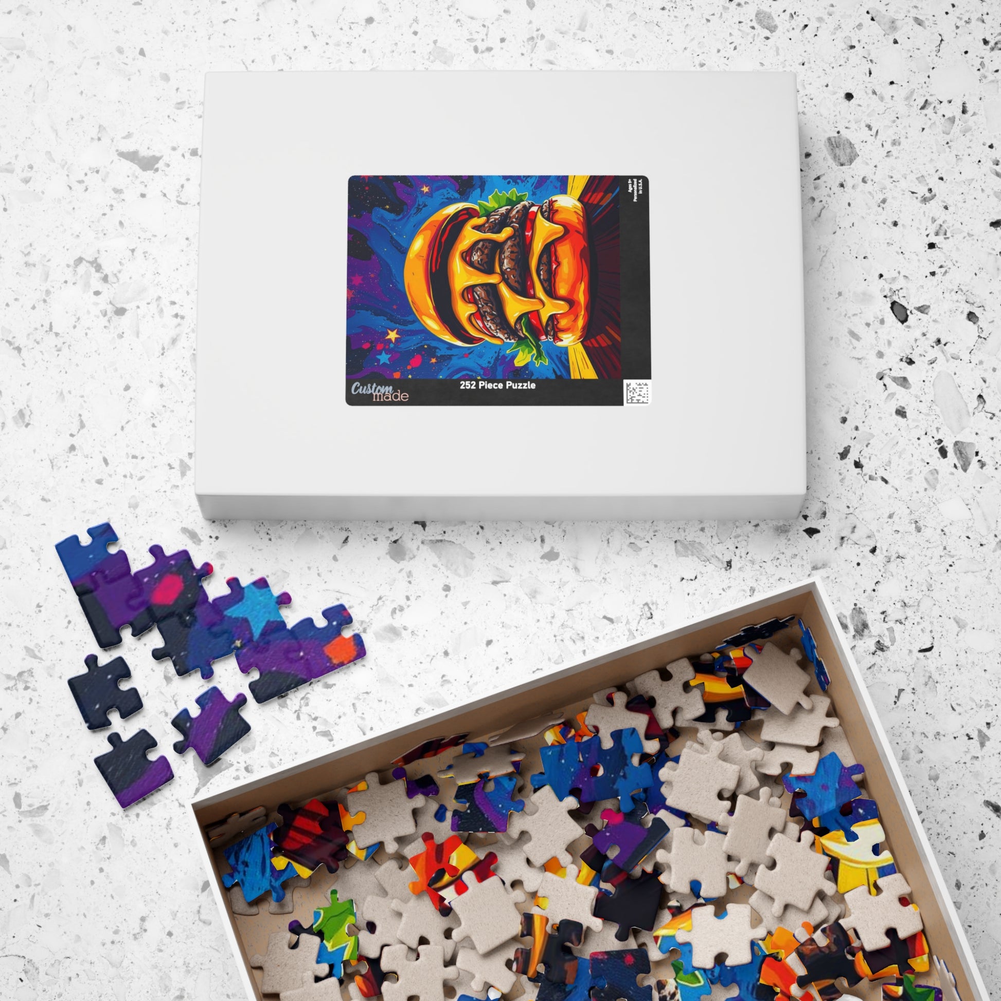 Cheesy Burger Puzzle | Fun Pop Art Jigsaw Game for Foodies, Colorful Unique Gift for Friends, Family Game Night Brain Teaser, Burger Lovers Puzzle The Puzzle Chest
