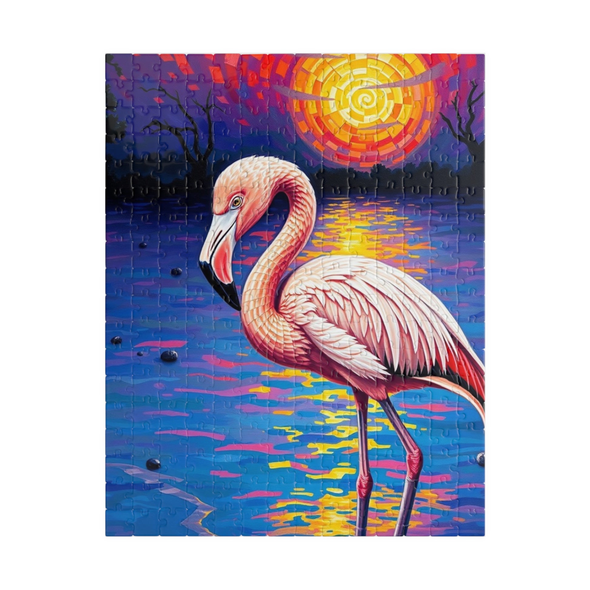 Flamingo Sunset Mosaic Jigsaw Puzzle, 110-1014 Piece, Fun Family Activity, Creative Hobby, Educational Game, Gift for Bird Lovers 252 pcs (Vertical) Puzzle The Puzzle Chest
