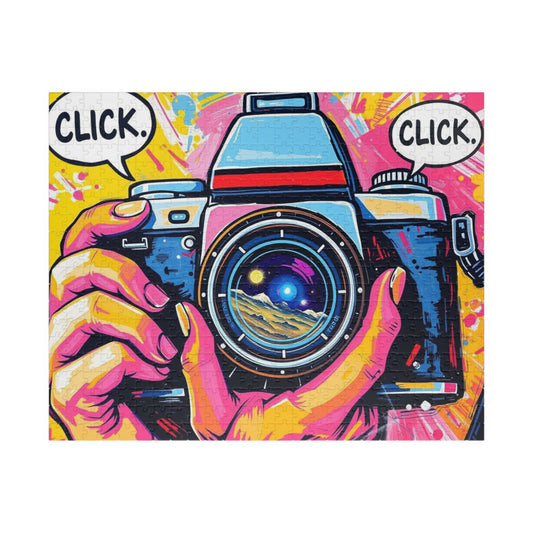 Vintage Camera Puzzle, Colorful Pop Art Jigsaw Puzzle Gift for Photography Lovers, Fun Family Activity, Home Entertainment, Educational Toy 520 pcs (Horizontal) Puzzle The Puzzle Chest