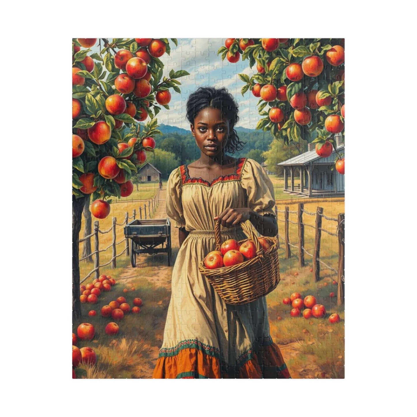 Orchard Stroll Jigsaw Puzzle – Black Woman Collecting Apples, Afrocentric Gift for Holiday Birthday, Family Activity, Brain Teaser Puzzle The Puzzle Chest