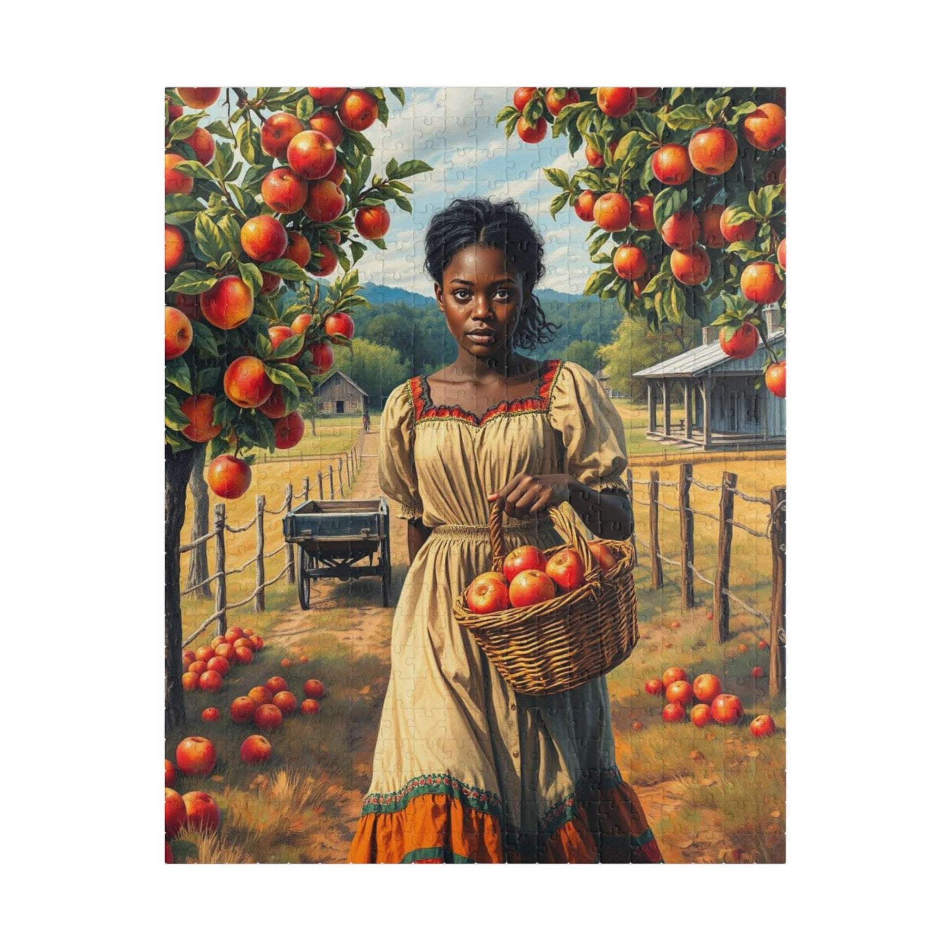 Orchard Stroll Jigsaw Puzzle – Black Woman Collecting Apples, Afrocentric Gift for Holiday Birthday, Family Activity, Brain Teaser Puzzle The Puzzle Chest