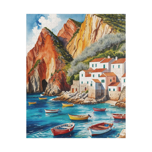 Seaside Landscape Jigsaw Puzzle, Mediterranean Coastline 1000-Piece Game for Family Activity and Bonding, Fishing Village Coastal Puzzle 520 pcs (Vertical) Puzzle The Puzzle Chest