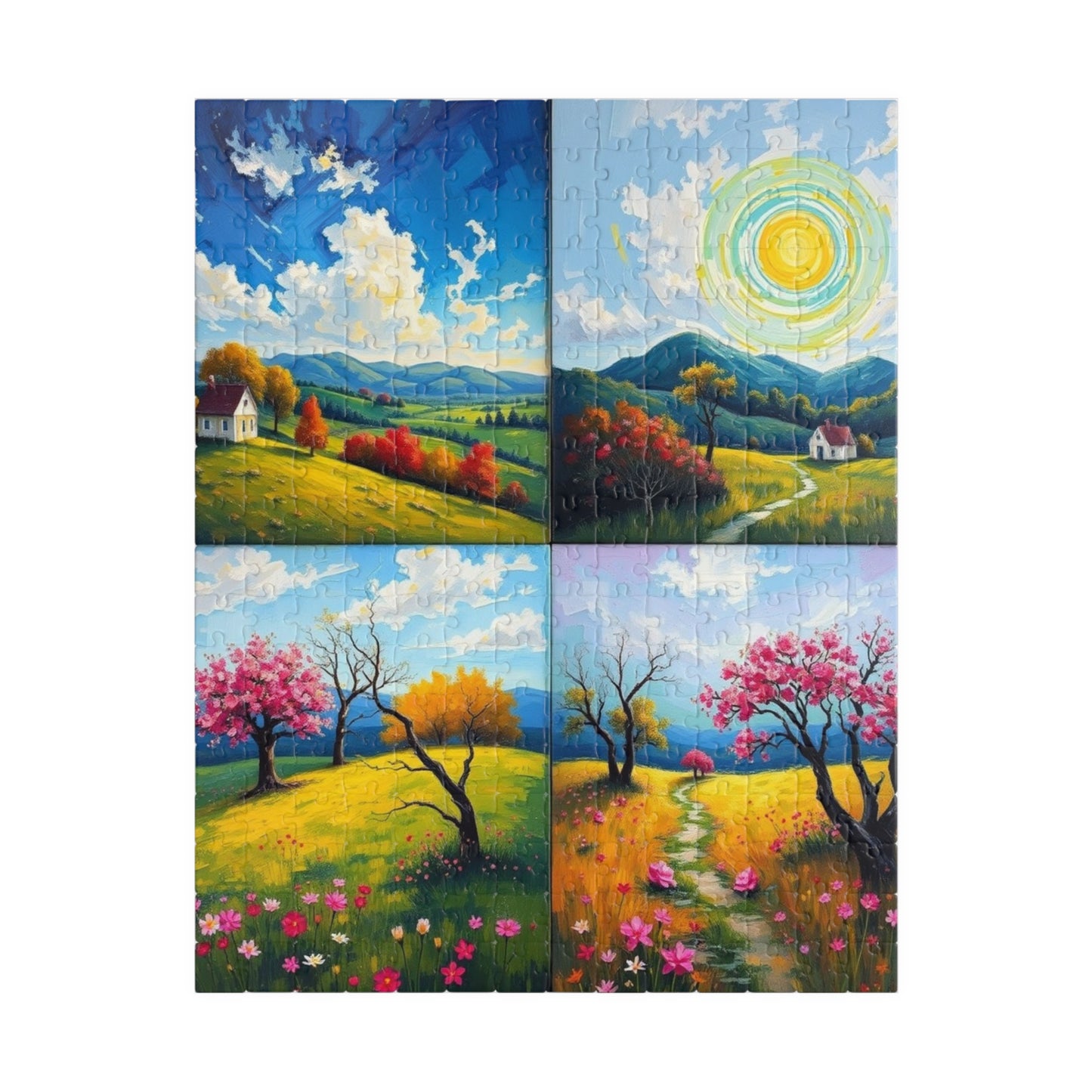 Puzzle, Spring Landscape Collage Puzzle, 110 252 520 1014-Pieces, Four-Quadrant Nature Jigsaw Game for Adults, Giftable Educational Toy 252 pcs (Vertical) Puzzle The Puzzle Chest