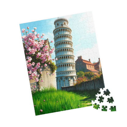 Leaning Tower of Pisa Puzzle, Famous Landmark Cherry Blossoms 110-1014 Piece Jigsaw Game, Spring Scene Tuscany Italy, Family Activity, Hobby Puzzle The Puzzle Chest