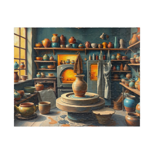 Artisan Pottery Shop Jigsaw Puzzle, Cute Colorful Ceramic Bowls, Vases and Potter's Wheel, Craft Lover Puzzle Enthusiast Gift, Relaxation 252 pcs (Horizontal) Puzzle The Puzzle Chest
