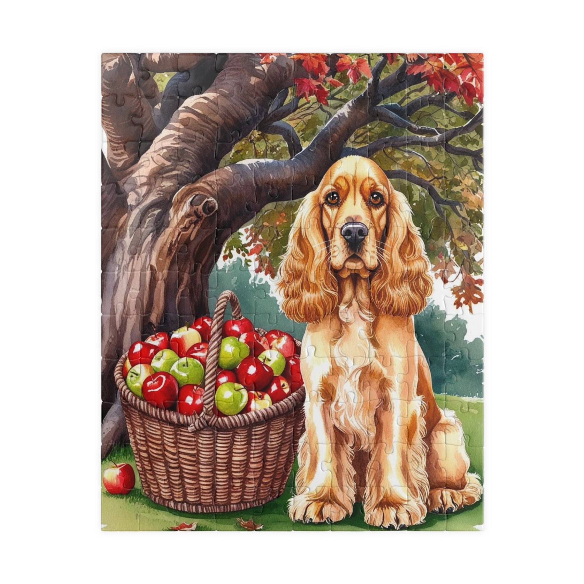 Autumn Dog Jigsaw Puzzle, Perfect for Family Game Night, Cocker Spaniel, Fall Decor, Gift for Dog Lovers and Animal Enthusiasts 110 pcs (Vertical) Puzzle The Puzzle Chest