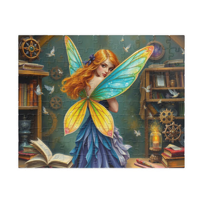Enchanting Bookish Fairy Puzzle - Library Workshop, Steampunk Fantasy Jigsaw Puzzle Gift for Book Lovers, Puzzle Fanatics, Art Enthusiasts 110 pcs (Horizontal) Puzzle The Puzzle Chest