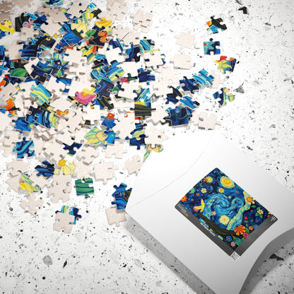 Vibrant Starry Night Jigsaw Puzzle, 110-1014 pieces, Perfect Gift for Art Lovers, Family or Solo Fun Home Decoration, Quiet Leisure Activity