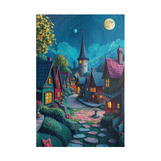 Whimsical Nighttime Village Puzzle - 110, 252, 520, 1014-piece, Ideal for Family Game Night, Mental Exercise, Gift for Puzzle Lovers 1014 pcs (Vertical) The Puzzle Chest