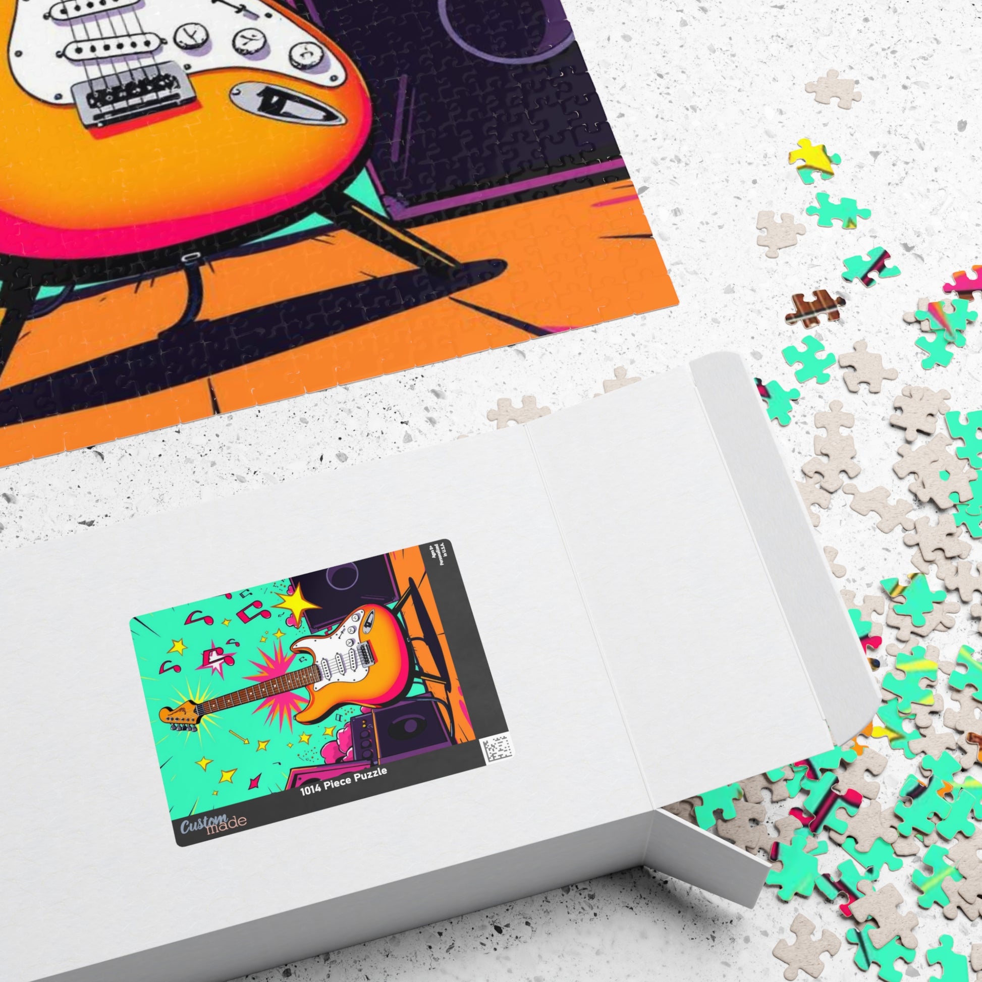 Colorful Guitar Puzzle - Pop Art Jigsaw Puzzle for Adults, Perfect for Music Lover, Game Night, Family Fun, Gifts, Unique Home Entertainment Puzzle The Puzzle Chest
