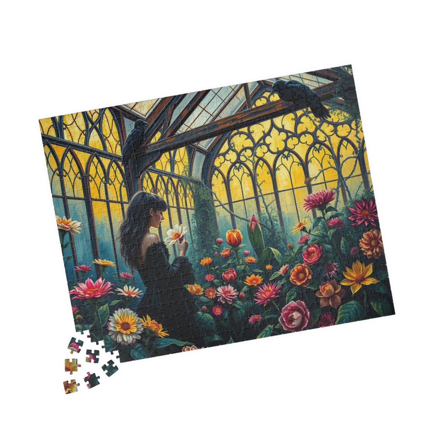 Twilight Flora Jigsaw Puzzle - A Gothic Garden, Gothic Greenhouse Game for Adult Dark Art Puzzle Lovers, Creative Gift for All Occasions