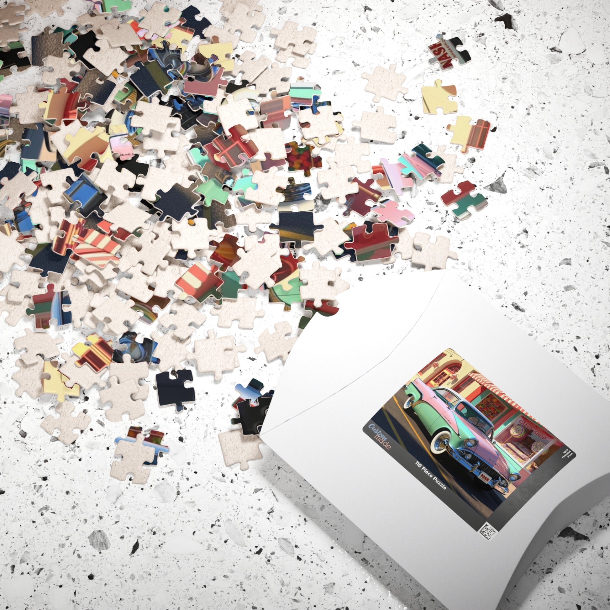 Vintage Car Puzzle - 1957 Metropolitan Classic Auto Jigsaw Game, Nostalgic Candy Shop Design Puzzle The Puzzle Chest