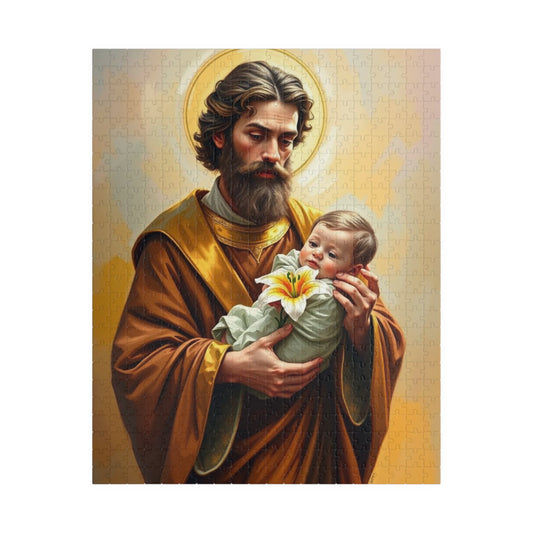 Puzzle, Saint Joseph Religious Artwork Jigsaw, 110 252 520 1014 Piece Game, Meditation Hobby Gift for Catholics Spiritual Home Entertainment 520 pcs (Vertical) Puzzle The Puzzle Chest