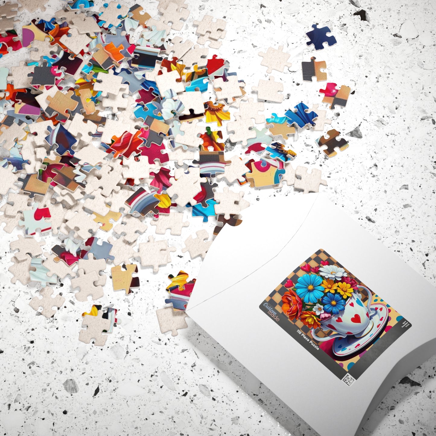 Floral Teacup Puzzle | Pop Art Jigsaw Game of Colorful Flowers | Gift for Flower Lovers, Friends, Family, Home Entertainment, Brain Teaser Puzzle The Puzzle Chest