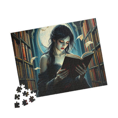 The Poet's Muse Jigsaw Puzzle, Spectral Woman Reading in Library, Gothic Puzzle, Dark Fantasy Puzzle, Mystical Book Lover Gift for Friend Puzzle The Puzzle Chest