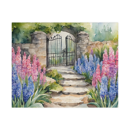 Jigsaw Puzzle, Stone Pathway Hyacinth Garden Scene, 110 252 520 1014-piece, Gift for Gardeners, Relaxing Hobby, Mindfulness Activity, Mental 110 pcs (Horizontal) Puzzle The Puzzle Chest