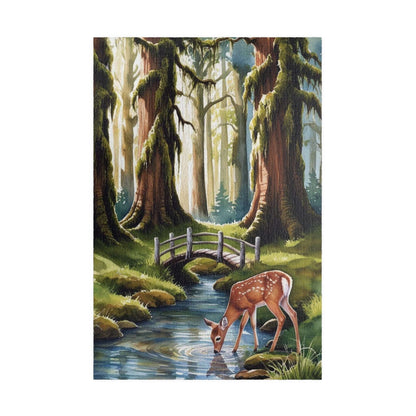 Forest Landscape Jigsaw Puzzle, Deer River Mossy Trees Wildlife Woodland Nature Game Night Family Activity Relaxing Mindfulness Unique Hobby 1014 pcs (Vertical) Puzzle The Puzzle Chest