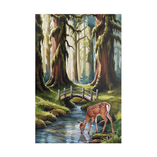 Forest Landscape Jigsaw Puzzle, Deer River Mossy Trees Wildlife Woodland Nature Game Night Family Activity Relaxing Mindfulness Unique Hobby 1014 pcs (Vertical) Puzzle The Puzzle Chest