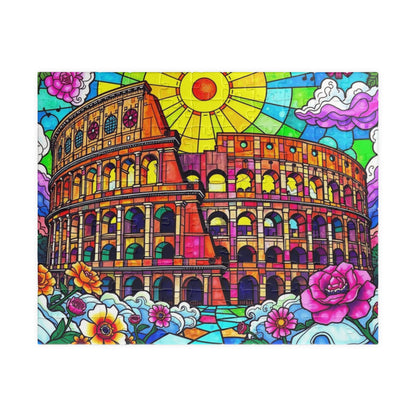 Colosseum Landmark Jigsaw Puzzle, Stained Glass Style, Ancient Rome Italy, Creative Activity Fun Family Game, Gift for Traveler Lover 110 pcs (Horizontal) Puzzle The Puzzle Chest