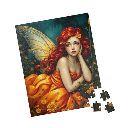 Fairy Dreamscape Jigsaw Puzzle - Red Haired Fairy in Night Wildflower Field 110-1014 Piece Mindful Gift for Family, Friend, Hospital Patient