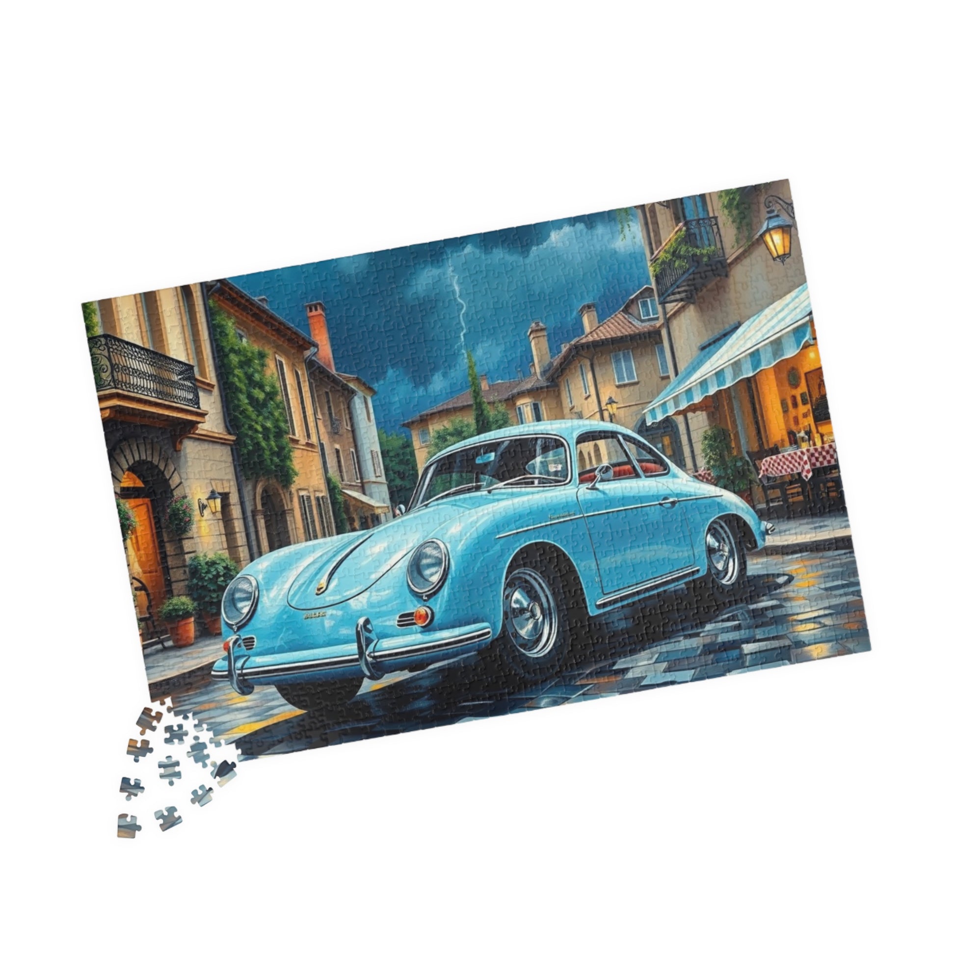 Classic Car Puzzle - Pastel Blue 1955 Vintage Vehicle Jigsaw Game Puzzle The Puzzle Chest