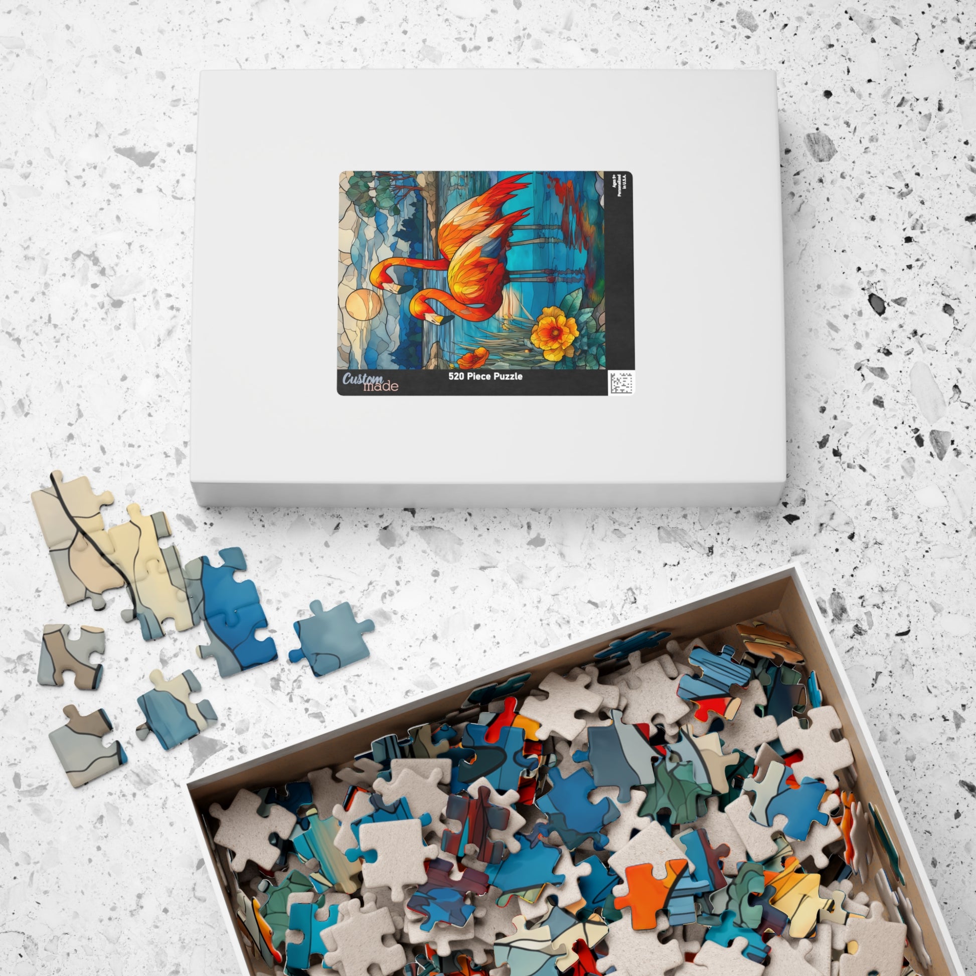 Stained Glass Style Flamingos Puzzle | 110/252/520/1014 Piece Bird Lover Jigsaw Puzzle The Puzzle Chest