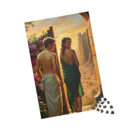 Religious Jigsaw Puzzle - Adam and Eve Leaving the Garden of Eden, Christian Puzzle Lover Gift for Friend, Mindful Family Activity, Solo Fun