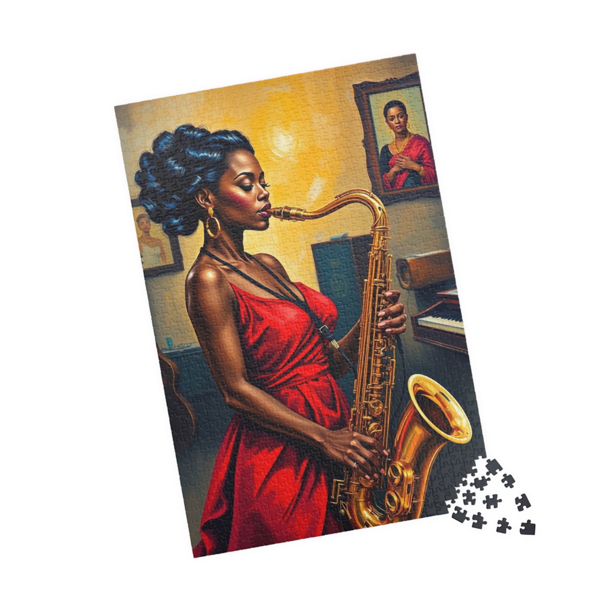 Elegant Jazz Woman Jigsaw Puzzle | 110, 252, 520, 1014-piece African American Woman | Art Lovers Gift, Music Theme Home Activity, Solo Fun Puzzle The Puzzle Chest