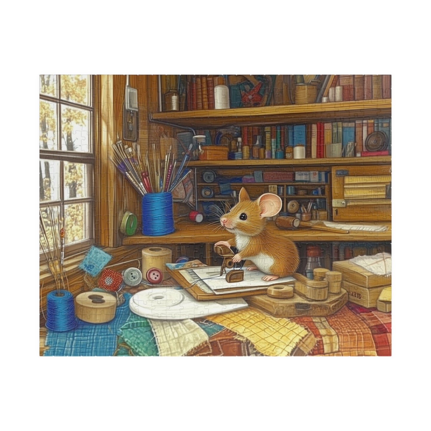 Crafting Mouse Sewing Room Puzzle | Animal Jigsaw Puzzle 110/252/520/1014-Piece Puzzle The Puzzle Chest