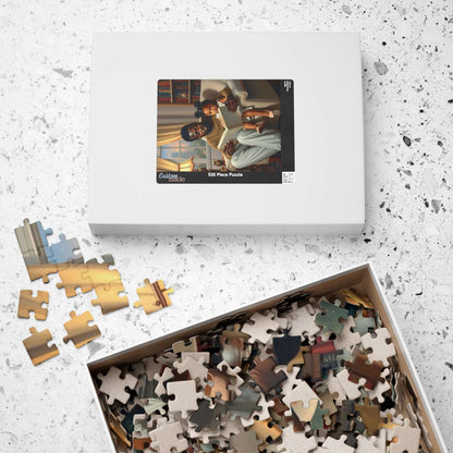Black Family Reading Jigsaw Puzzle - African American Father and Daughter Heartwarming Scene, Afrocentric Art Puzzle The Puzzle Chest