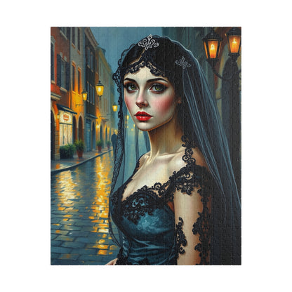 Gothic Bride Portrait Puzzle - Unique Artwork 110, 252, 520, 1014-Piece, Perfect Gift for Puzzle Lovers Dark Art Enthusiasts, Cosplay 520 pcs (Vertical) Puzzle The Puzzle Chest