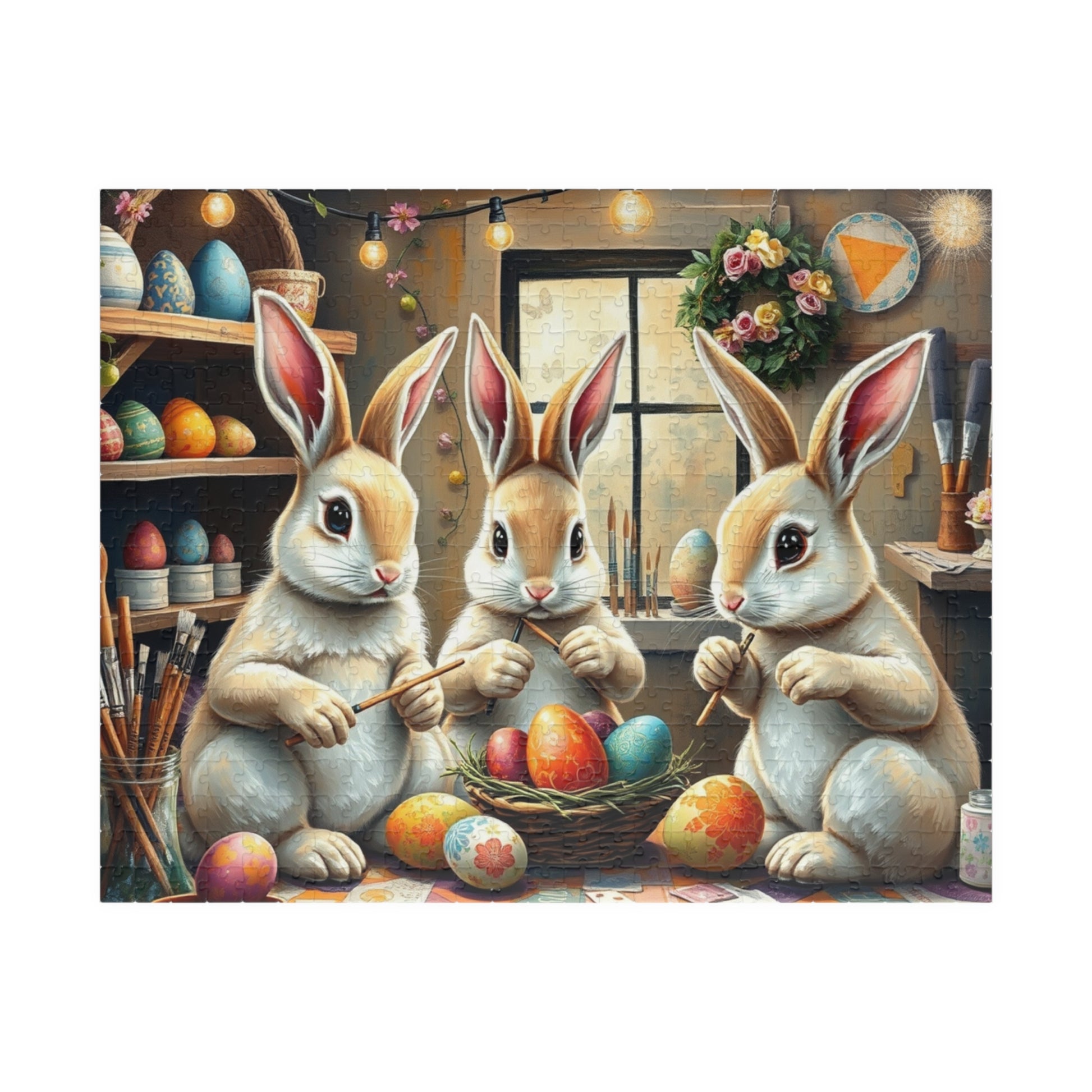 Whimsical Easter Bunny Puzzle, Family Fun Jigsaw Game, Spring Home Entertainment, Holiday Activity, Mindfulness Gift for Friends 520 pcs (Horizontal) Puzzle The Puzzle Chest