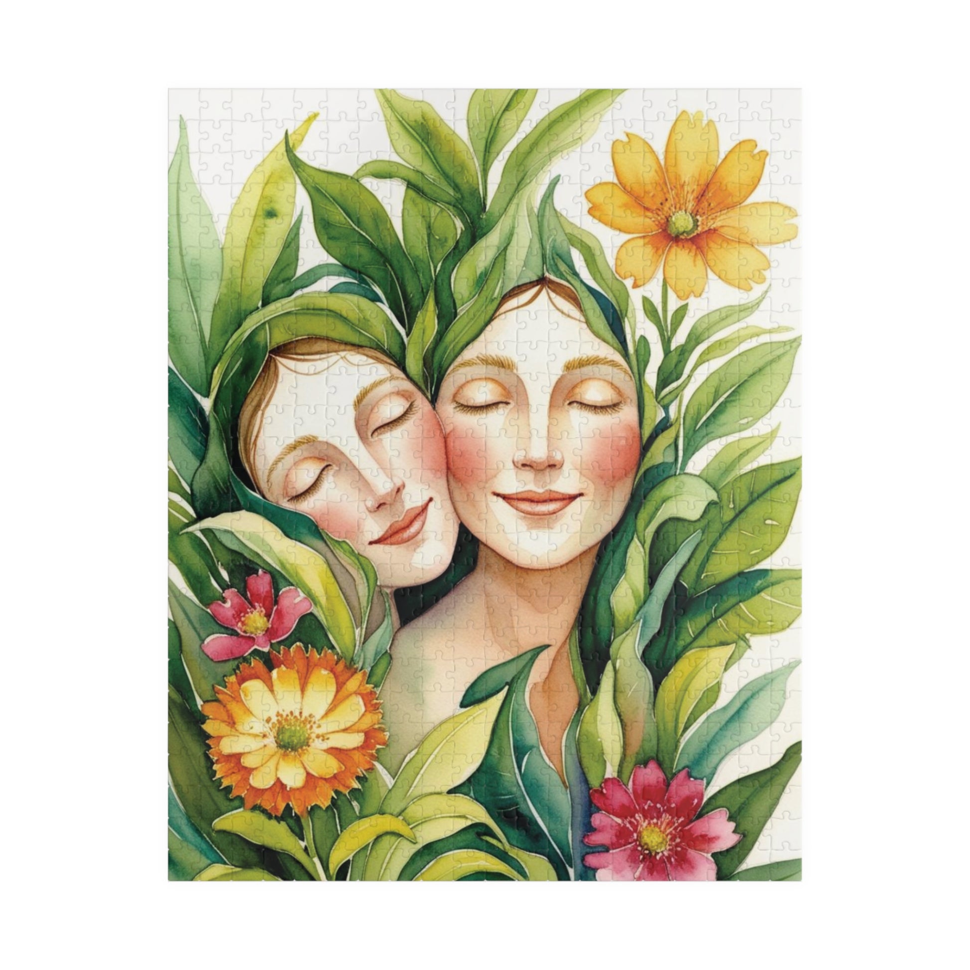 Surreal Human-Nature Jigsaw Puzzle, Floral Faces Design, Adult Puzzle Relaxing Indoor Activity, Gift for Nature Lovers Inspired by F. Kaholo 520 pcs (Vertical) Puzzle The Puzzle Chest