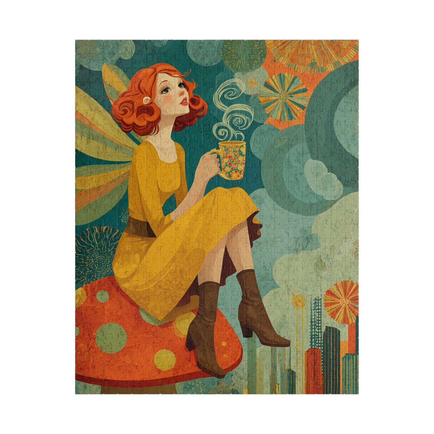 Retro 1970s Fairy Jigsaw Puzzle – Vintage Toadstool Fantasy Art, Nostalgic Autumn Illustration Puzzle The Puzzle Chest