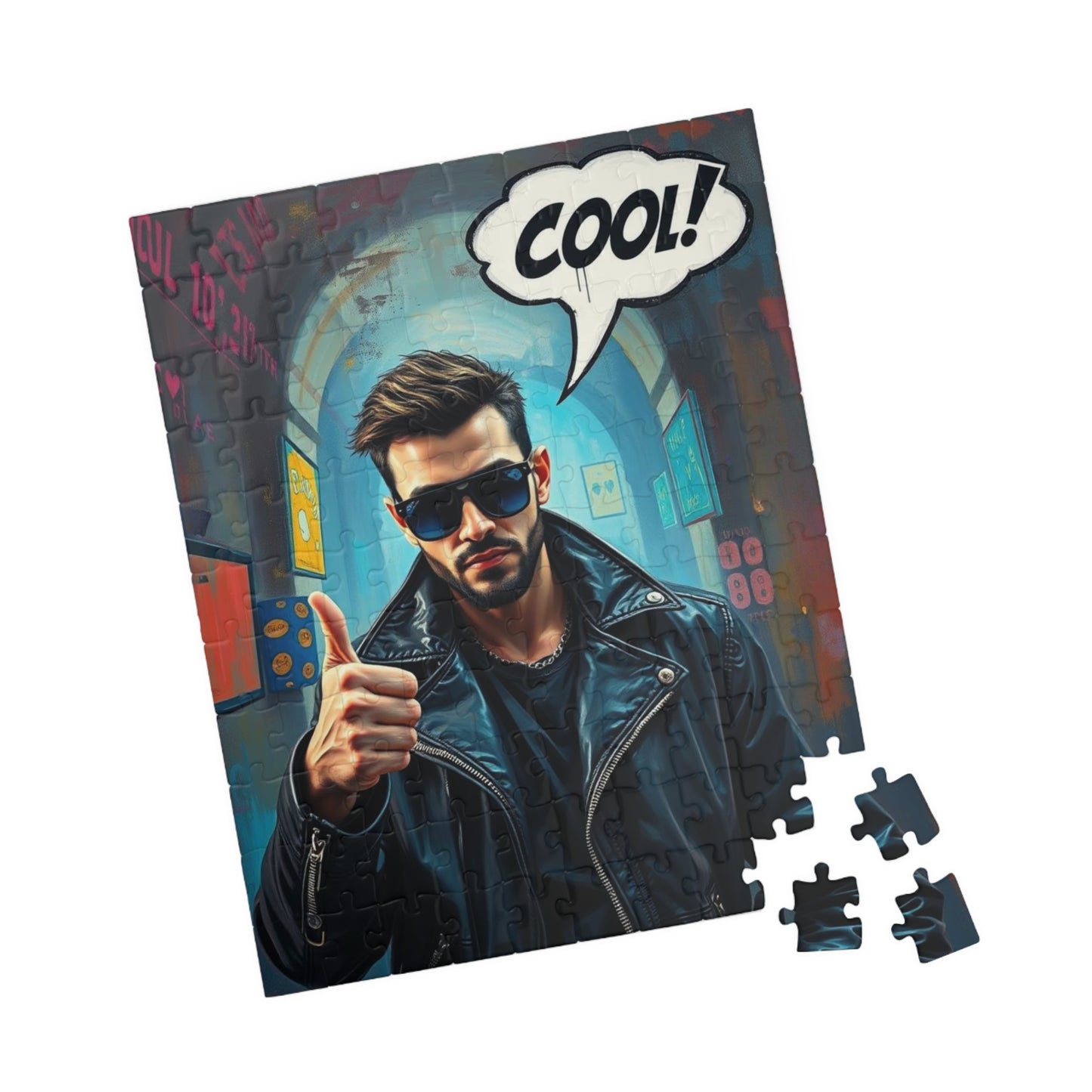 Cool Vibe Puzzle - Pop Art Jigsaw Game, Fun Gift for Friend, Family, Game Night, Unique Nostalgic Birthday/Christmas Present, Vintage Design