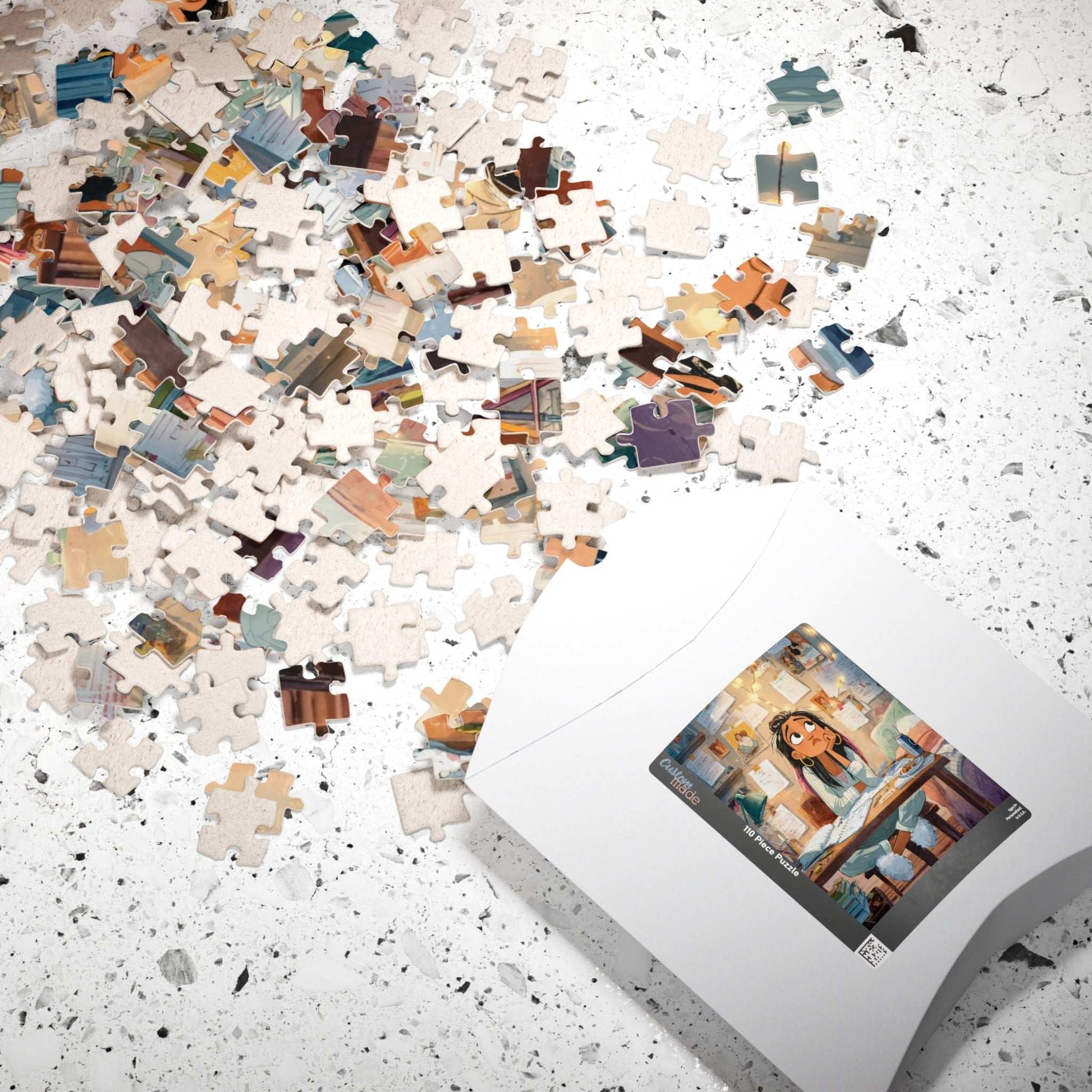 Funny Homework Cartoon Puzzle - Watercolor Jigsaw Game, Teen Girl Struggling at Desk Puzzle The Puzzle Chest