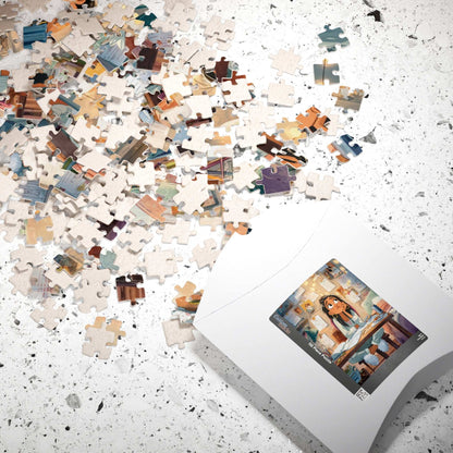 Funny Homework Cartoon Puzzle - Watercolor Jigsaw Game, Teen Girl Struggling at Desk Puzzle The Puzzle Chest