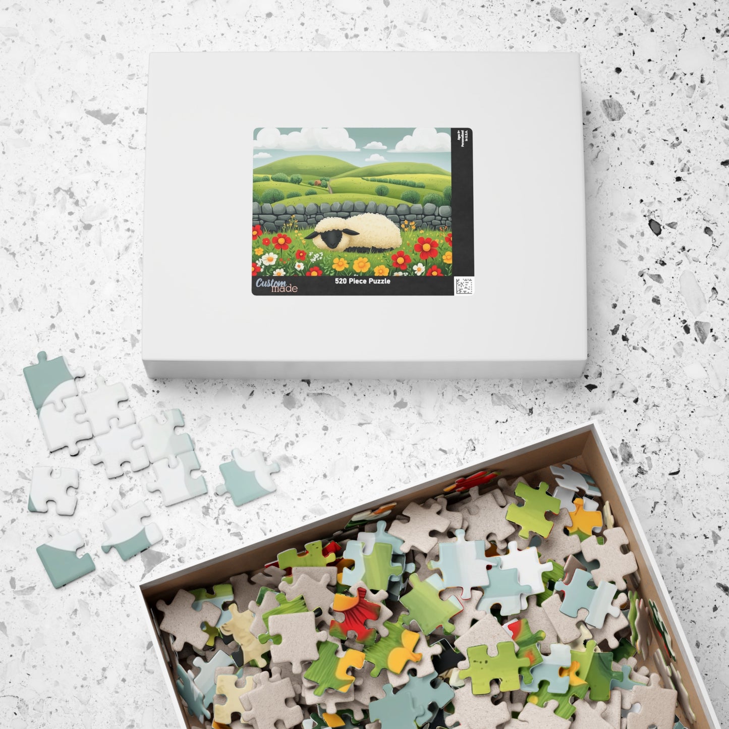 Sheep in Wildflower Meadow Puzzle | 120/252/500-Piece Jigsaw Puzzle The Puzzle Chest